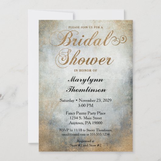 Elegant geverfd koper Bridal Shower Invitation Kaart (Voorkant)