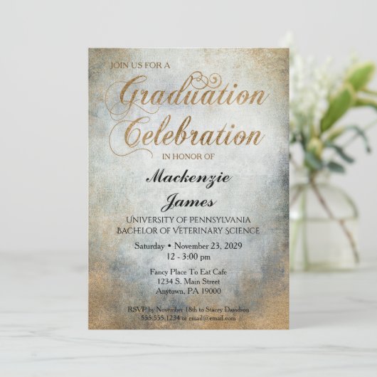 Elegant geverfde uitnodiging van de Copper Graduat (Staand voorkant)