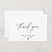 Elegant gevouwen kalligrafiescript Dank u Bedankkaart (Voorkant / Achterkant)