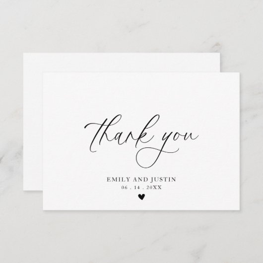 Elegant gevouwen kalligrafiescript Dank u Bedankkaart (Voorkant / Achterkant)