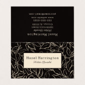 Elegant gevouwen Visitekaartje Zwart Wit Botanisch (Buitenkant ongevouwen)