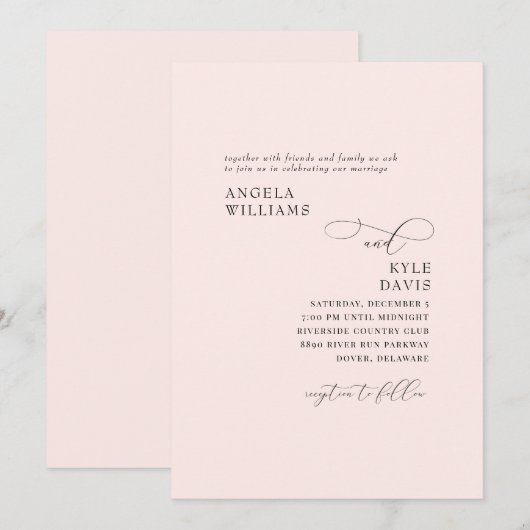 Elegant Gewoon Blush Geen Ouders Bruiloft Kaart (Voorkant / Achterkant)