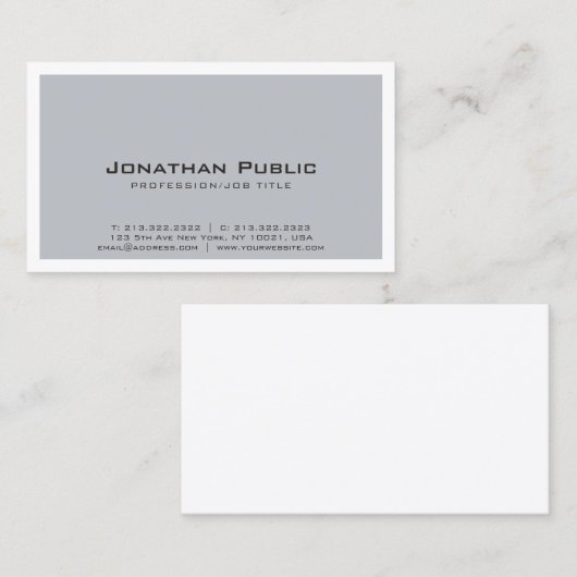 Elegant gewoon Creative Grey White Design Modern Visitekaartje (Voorkant / Achterkant)