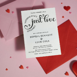 Elegant Gewoon Liefde Zwart en Wit Hart Trouwdag Kaart