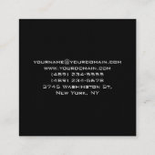 Elegant gewoon modern, minimalistisch zwart Profes Vierkante Visitekaartje (Achterkant)