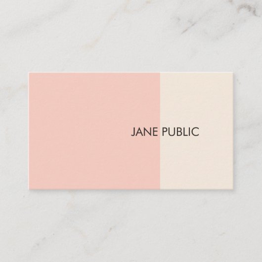 Elegant gewoon modern professioneel roze en beige visitekaartje (Voorkant)
