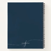 Elegant Gewoon Navy Blauw Script Monogram Recept Notitieboek (Achterkant)
