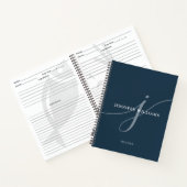 Elegant Gewoon Navy Blauw Script Monogram Recept Notitieboek (Binnen)