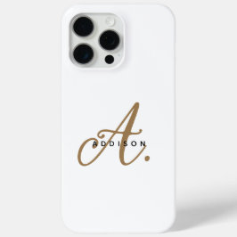 Elegant Gewoon Wit Goud Script Monogram iPhone 15 Pro Max Hoesje