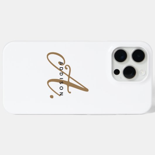 Elegant Gewoon Wit Goud Script Monogram Case-Mate iPhone Case (Achterkant (horizontaal))
