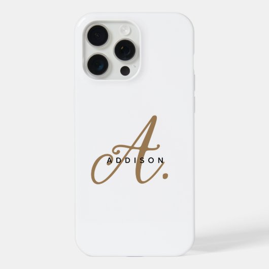 Elegant Gewoon Wit Goud Script Monogram iPhone Hoesje (Achterkant)