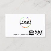 Elegant Gewoon wit met monogram en eenvoudig Logo Visitekaartje (Voorkant)