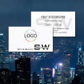Elegant Gewoon wit met monogram en eenvoudig Logo Visitekaartje
