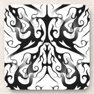 Elegant gezicht in vuur en vlammen Tribal Design Bier Onderzetter