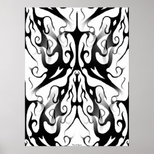 Elegant gezicht in vuur en vlammen Tribal Design Poster