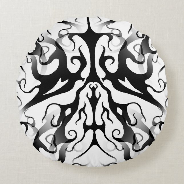 Elegant gezicht in vuur en vlammen Tribal Design Rond Kussen (Voorkant)