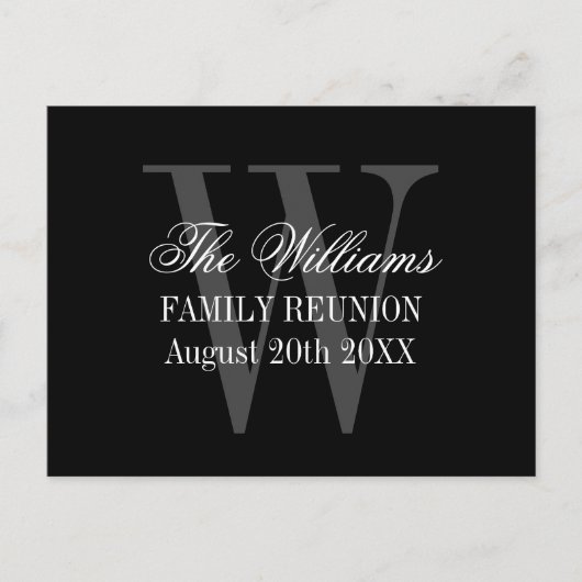 Elegant gezinsherenigingsmonogram Sla datum op Aankondigingskaart (Voorkant)