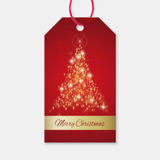 Elegant Ggloed Merry kerstboom Cadeaulabel (Voorkant)