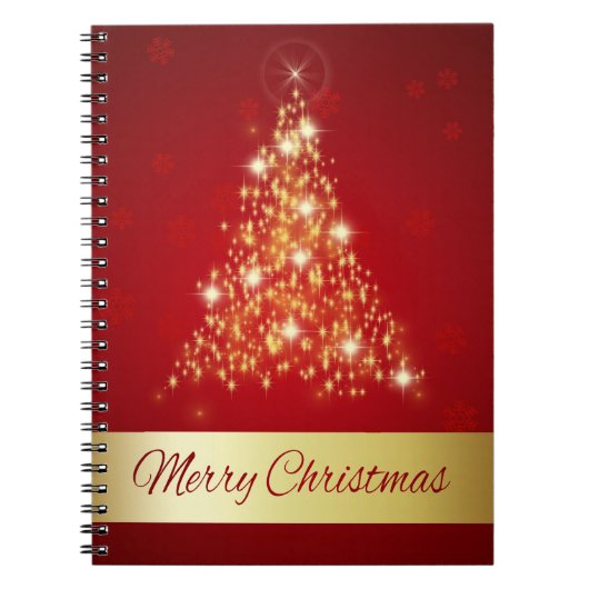 Elegant Ggloed Merry kerstboom Notitieboek (Voorkant)