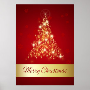Elegant Ggloed Merry kerstboom Poster