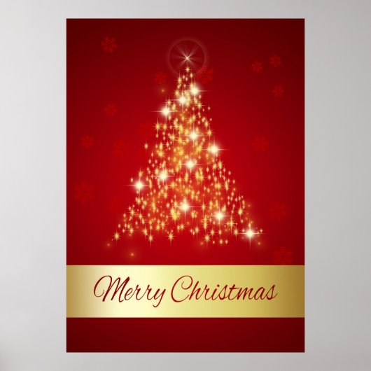 Elegant Ggloed Merry kerstboom Poster (Voorkant)