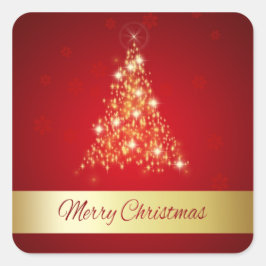 Elegant Ggloed Merry kerstboom Vierkante Sticker