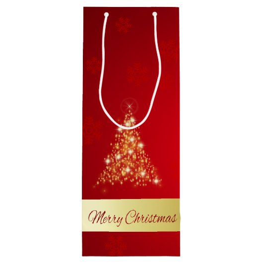 Elegant Ggloed Merry kerstboom Wijn Cadeautas (Achterkant)