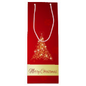Elegant Ggloed Merry kerstboom Wijn Cadeautas (Voorkant)