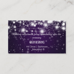 Elegant Ggloed Stars Paars Wedding Insert Informatiekaartje