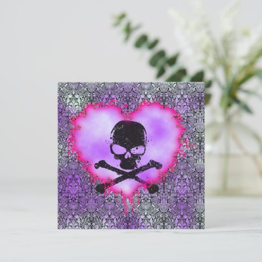 Elegant Gif Sweet 16 Goth Verjaardagsaankondiging Kaart (Staand voorkant)