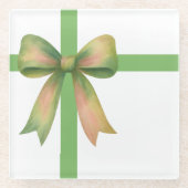 Elegant Gift Bow – Modern Christmas Design Glazen Onderzetter (Voorkant)