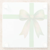 Elegant Gift Bow – Modern Christmas Design Glazen Onderzetter (Achterkant)