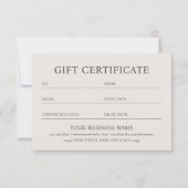Elegant Gift Certificate Business Logo Off-white (Achterkant)