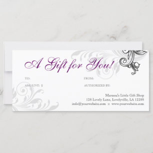 Elegant Gift Certificate Retail Floral Paars W
