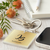 Elegant Gift met een persoonlijk goudmonogram Sleutelhanger (Voorkant Rechts)