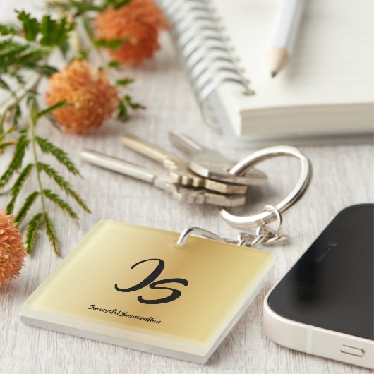 Elegant Gift met een persoonlijk goudmonogram Sleutelhanger (Voorkant Rechts)