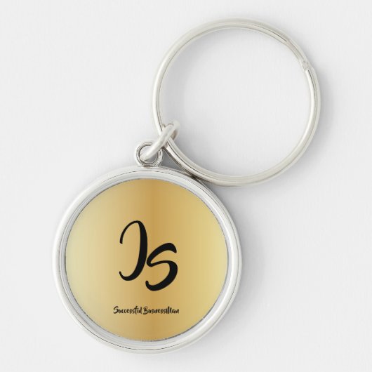 Elegant Gift met een persoonlijk goudmonogram Sleutelhanger (Voorkant)