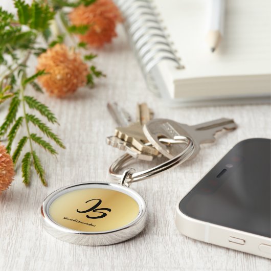 Elegant Gift met een persoonlijk goudmonogram Sleutelhanger (Zijkant)