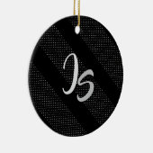 Elegant Gift met persoonlijke Silver Monogram Keramisch Ornament (Rechts)