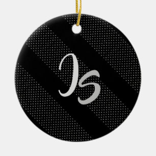 Elegant Gift met persoonlijke Silver Monogram Keramisch Ornament