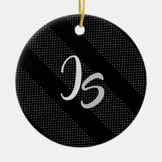 Elegant Gift met persoonlijke Silver Monogram Keramisch Ornament (Voorkant)