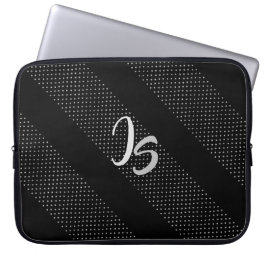 Elegant Gift met persoonlijke Silver Monogram Laptop Sleeve