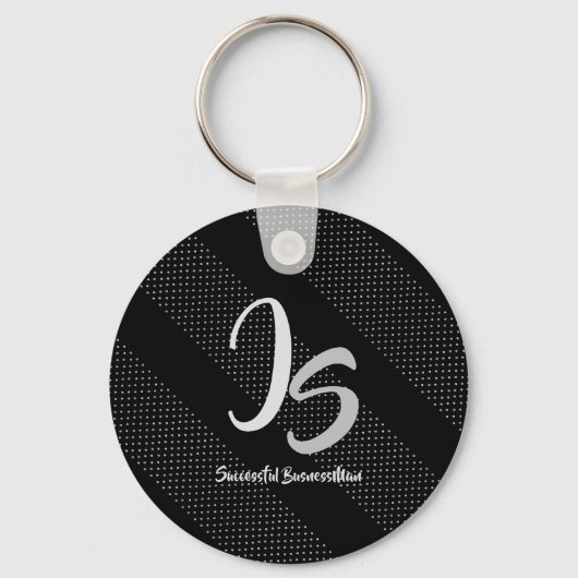 Elegant Gift met persoonlijke Silver Monogram Sleutelhanger (Voorkant)