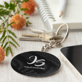 Elegant Gift met persoonlijke Silver Monogram Sleutelhanger (Zijkant)