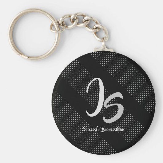 Elegant Gift met persoonlijke Silver Monogram Sleutelhanger (Voorkant)