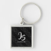 Elegant Gift met persoonlijke Silver Monogram Sleutelhanger (Voorkant)
