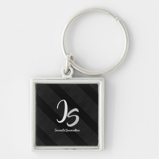 Elegant Gift met persoonlijke Silver Monogram Sleutelhanger (Voorkant)
