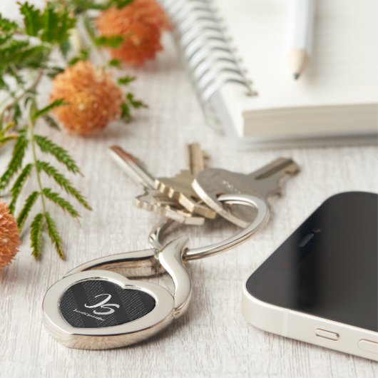 Elegant Gift met persoonlijke Silver Monogram Sleutelhanger (Zijkant)