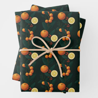 Elegant Gift Wrap w/ citrus, berries & botanicals Inpakpapier Vel