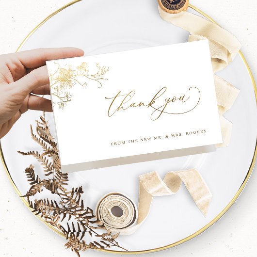Elegant Gilded Wedding Dank je gevouwen Kaart